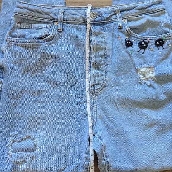 Forever 21 Upcycled Denim Jeans, Studio Ghibli Spirited Away Embroidery, 29/8 - Picture 7 of 8